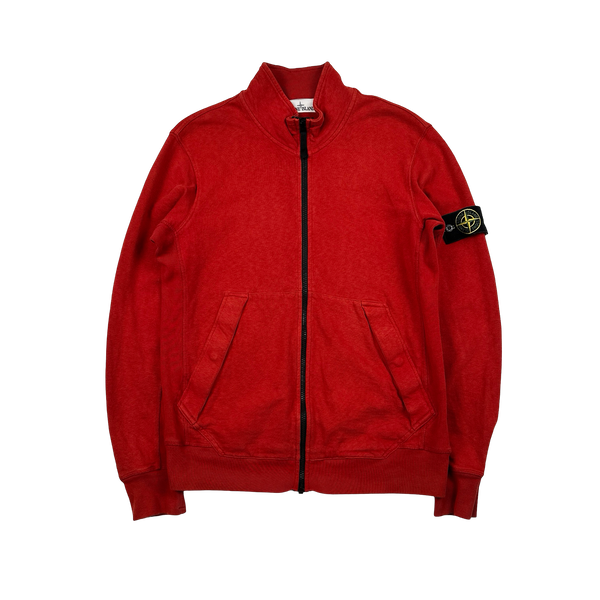 Stone Island 2014 Red Zipped Cotton Jumper - Large