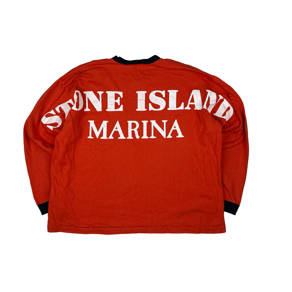 Stone Island 2023 Red/White Marina Back Spellout Jumper - XXL