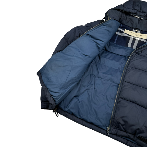 Burberry Navy Nova Check Lined Hooded Jacket - Medium