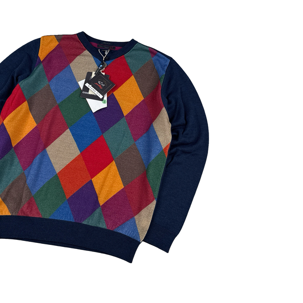 Paul & Shark Multi Colour Diamond Cool Touch Crewneck - Large