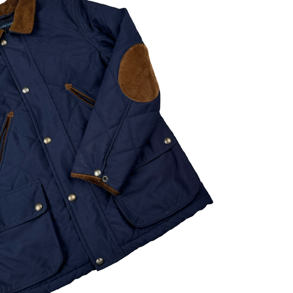 Ralph Lauren Navy Corduroy Collar Pocket Quilted Jacket - Medium