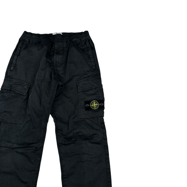 Stone Island Black RE-T Tapered Cuffed Cargos - 30"