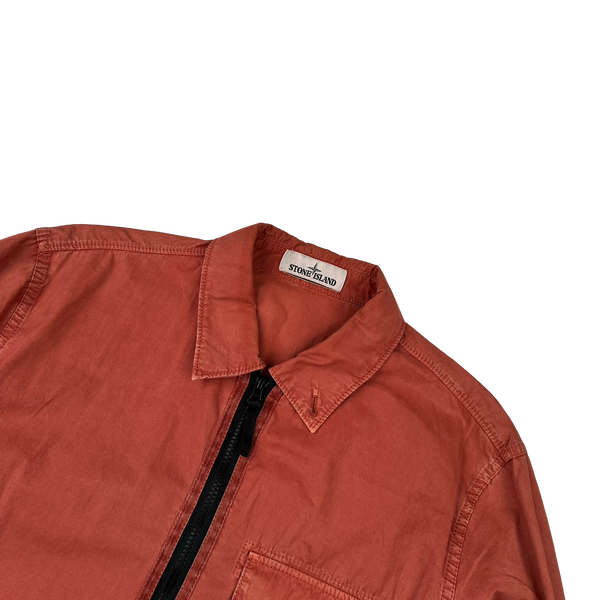 Stone Island 2019 Brick Red Brushed Cotton Overshirt - Large