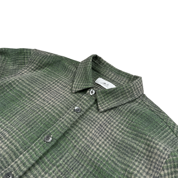 Mr Porter Green Checked Virgin Wool Buttoned Overshirt - XL