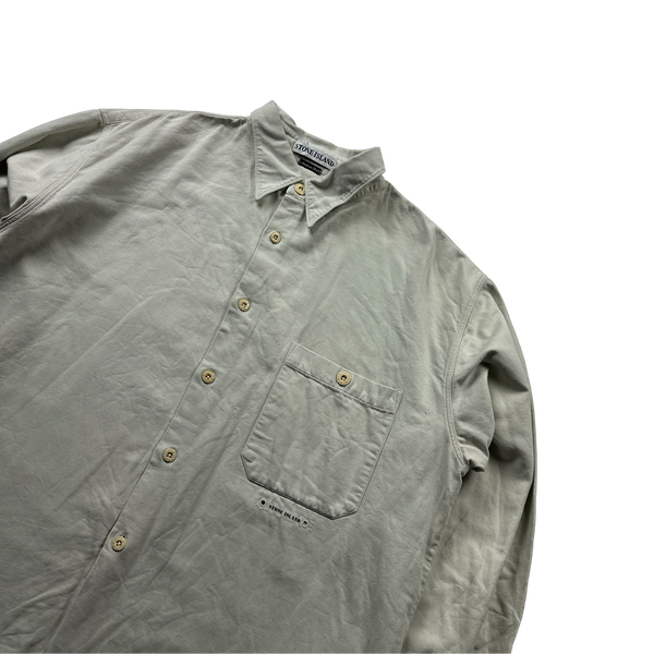 Stone Island 1998 Cotton Tan Spellout Shirt - XL