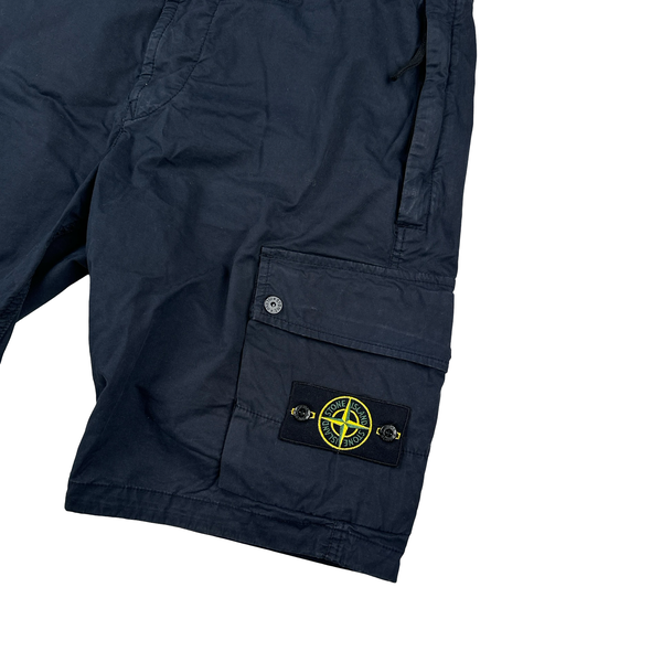 Stone Island 2023 Navy Slim Bermuda Cotton Shorts - Large