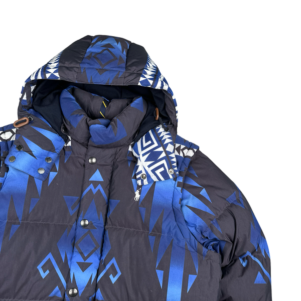Ralph Lauren Blue Pattern Down Filled Puffer Jacket - Medium