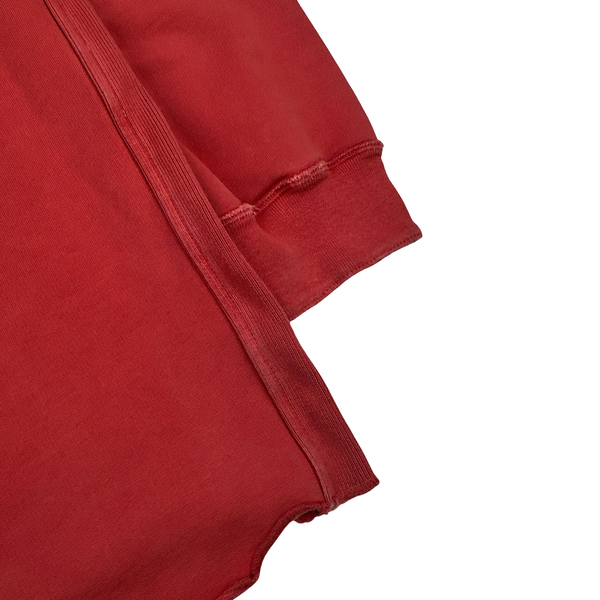 Stone Island 1995 Vintage Red Cotton Hooded Jumper - Large