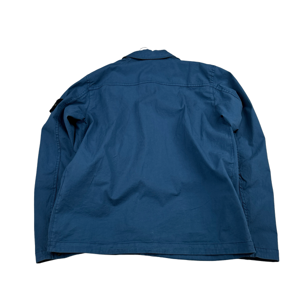 Stone Island 2024 Blue Cotton Double Pocket Overshirt - Small