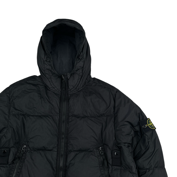 Stone Island 2021 Black Crinkle NY Down Puffer Jacket - Large