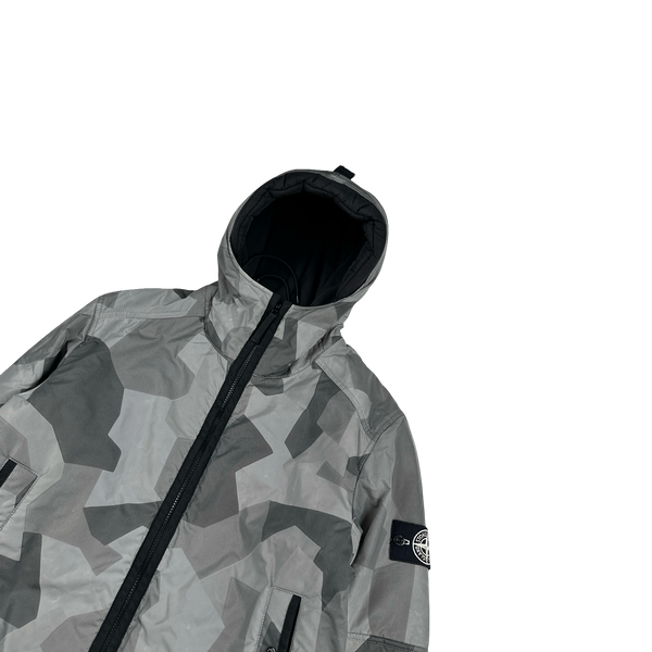 Stone Island 2012 Silver Fleece Lined Camo Reflective Jacket - Large