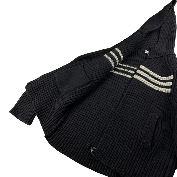 Stone Island 2005 Heavyweight Wool Knit Spellout Hooded Cardigan - Large