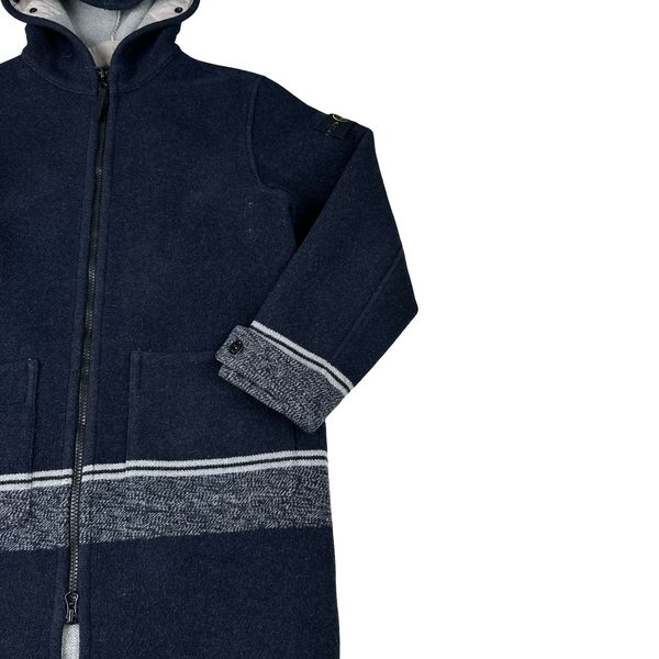 Stone Island 2020 Navy Panno Jaquard Wool Long Jacket - Small