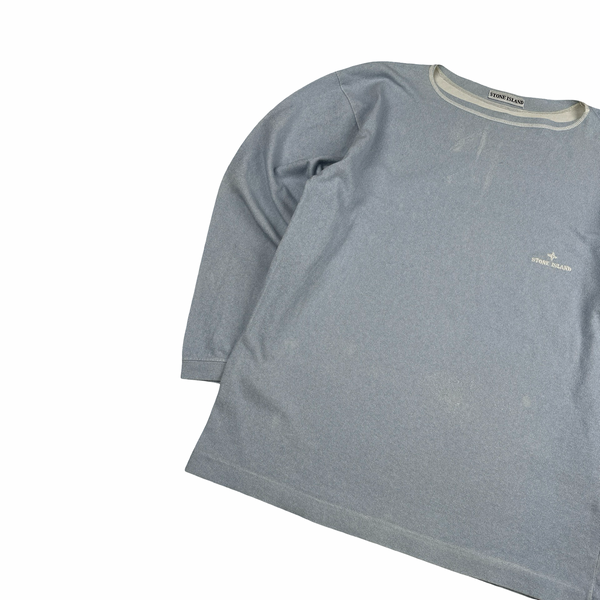Stone Island 90s Light Blue Spellout Vintage Crewneck Pullover - Large