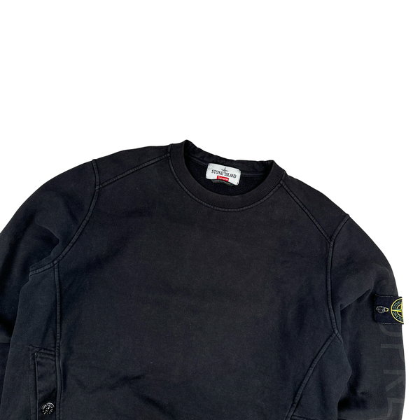 Stone Island Supreme 2014 Black Cotton Spellout Tracksuit Set - Large