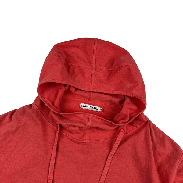Stone Island Marina Vintage 80's Cotton Pink Spellout Pullover Hoodie - Medium