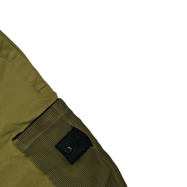 Stone Island 2021 Shadow Project Olive Green Garment Dyed Mesh Cargo Pocket Shorts -XL