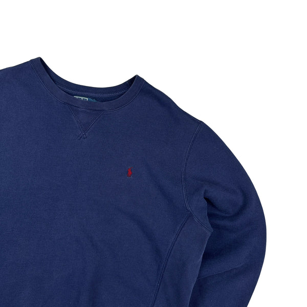 Ralph Lauren Navy Cotton Crewneck Jumper - XL