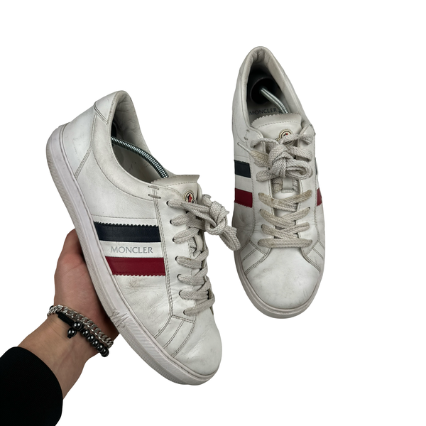 Moncler Striped Leather Low Top Sneaker Trainers - UK 9