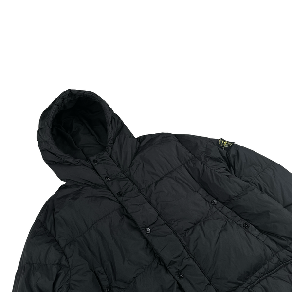 Stone Island 2013 Black Crinkle NY Down Long Puffer Jacket - XXL