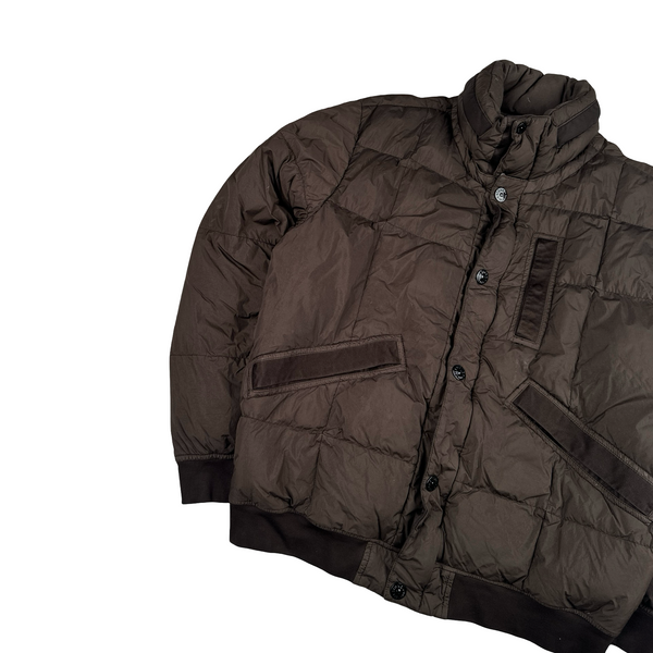 Stone Island 2019 Brown Garment Dyed Crinkle Reps Puffer Jacket - XL