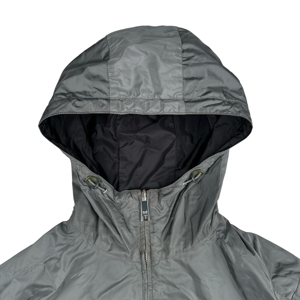 Prada Grey/Black Red Tab Reversible Nylon Windbreaker Hooded Jacket - 3XL