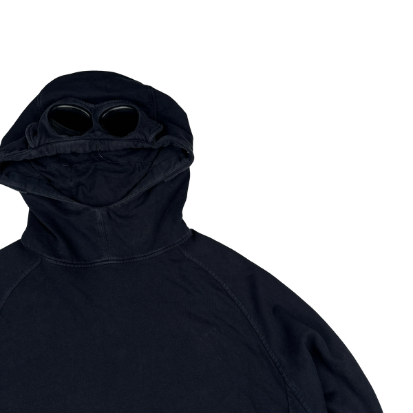 CP Company Navy Spellout Pullover Goggle Hoodie - XL