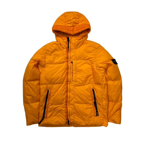 Stone Island 2017 Orange Crinkle Reps Puffer Jacket - Large