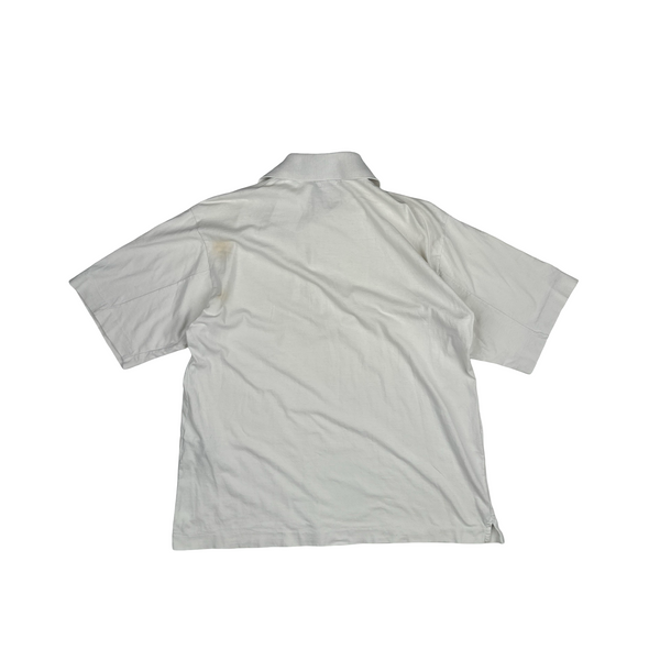 Stone Island 1997 White Cotton Spellout Vintage Polo Shirt - Medium