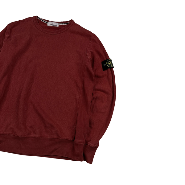 Stone Island 2015 Washed Red Cotton Pullover Jumper - Large
