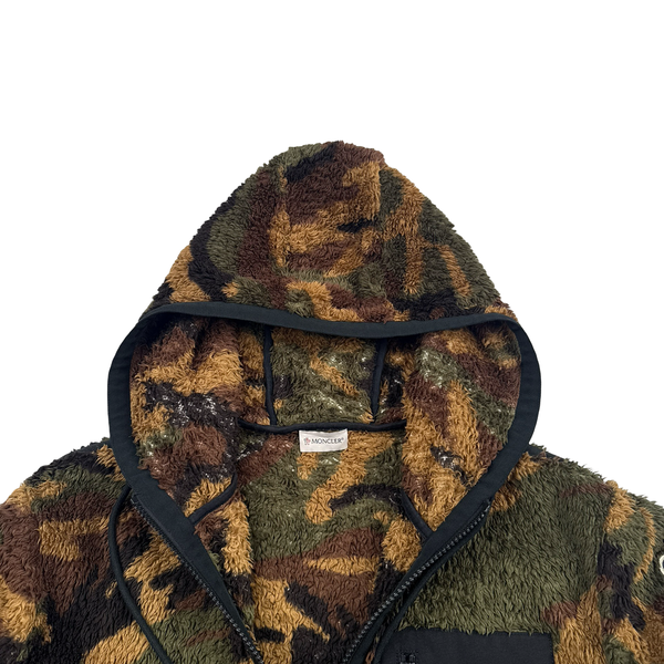 Moncler Teddy Fleece Camo Zipped Hooded Jumper - Large