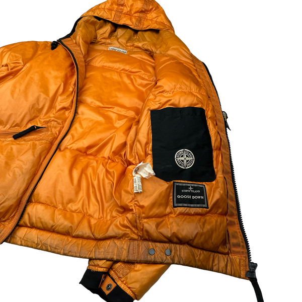 Stone Island 2007 Orange Mesh Badge Down Puffer Jacket - Small