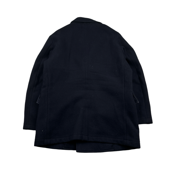 Stone Island Navy Vintage Wool Double Breasted Pea Coat - XL