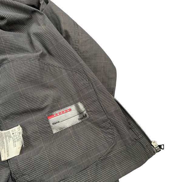Prada Brown Checked Cotton Bomber Jacket - Medium