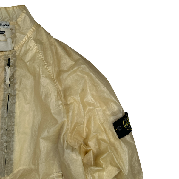 Stone Island 2001 Beige Micro Felt Transparent Laminated Web Jacket - Large