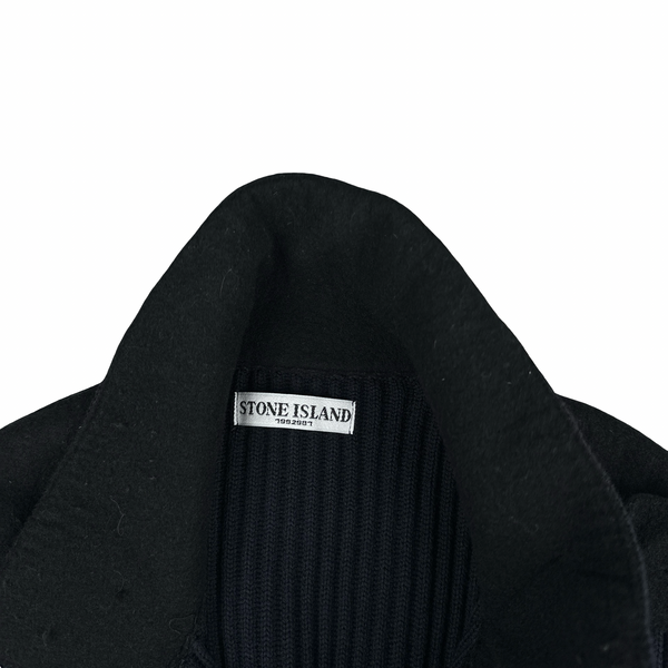 Stone Island 2010 Heavyweight Navy Wool Buttoned Jumper - XL