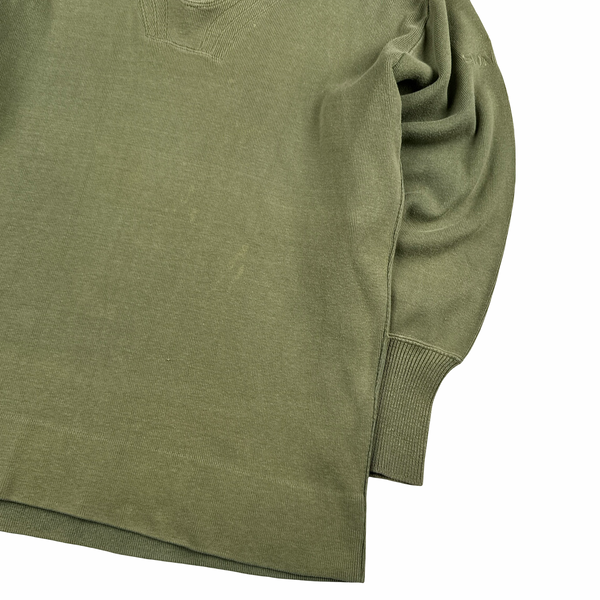 Stone Island Vintage 1999 Green V Neck Pullover Jumper - Medium