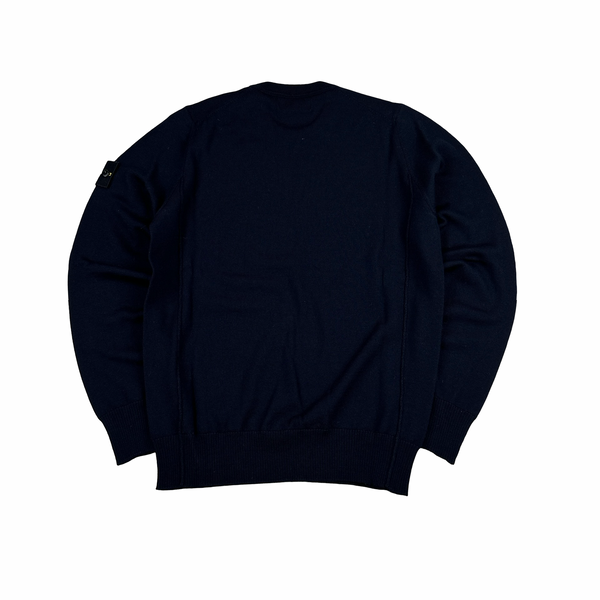Stone Island 2020 Navy Crewneck Wool Knit Jumper - Small