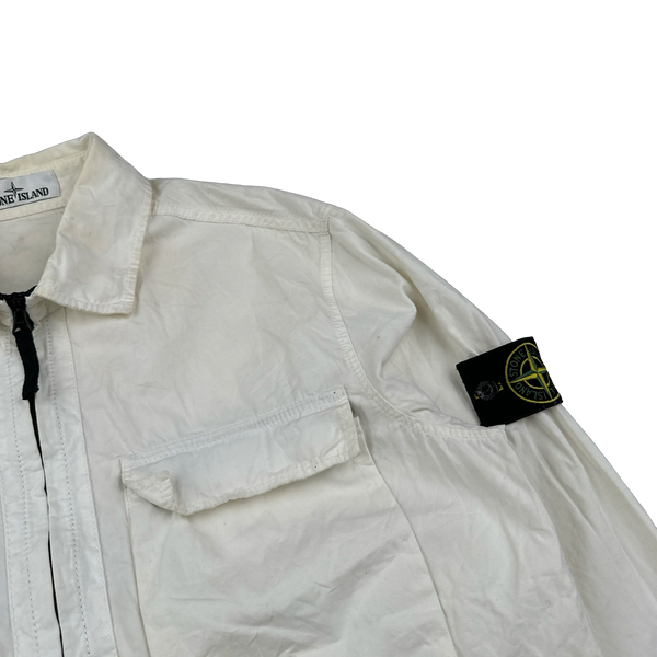 Stone Island 2018 White Cotton Zipped Overshirt - Large