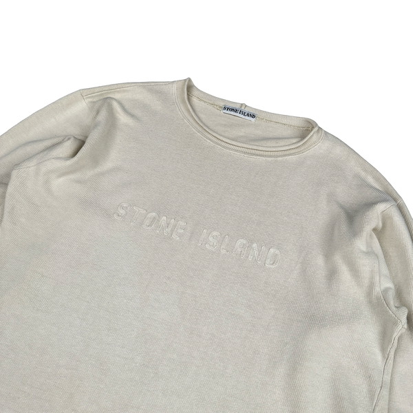 Stone Island 1990s Vintage Cream Spellout Pullover - Medium