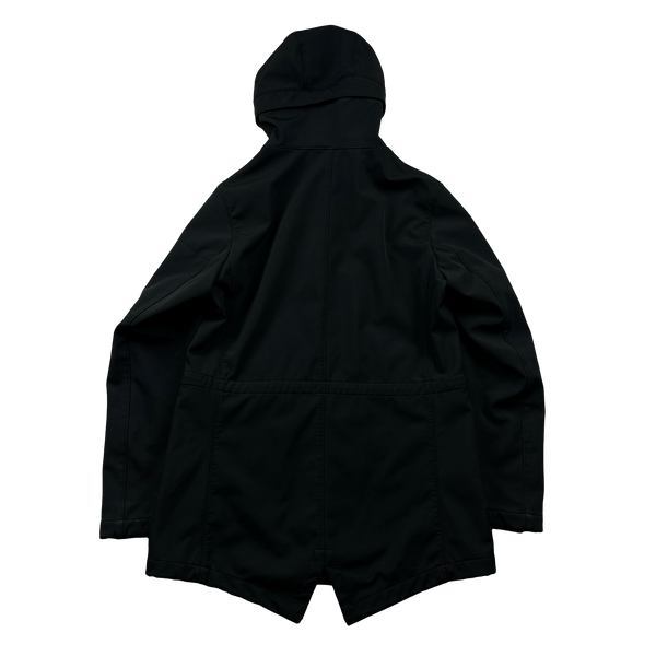 CP Company Black Soft Shell Fishtail Parka Jacket - Small