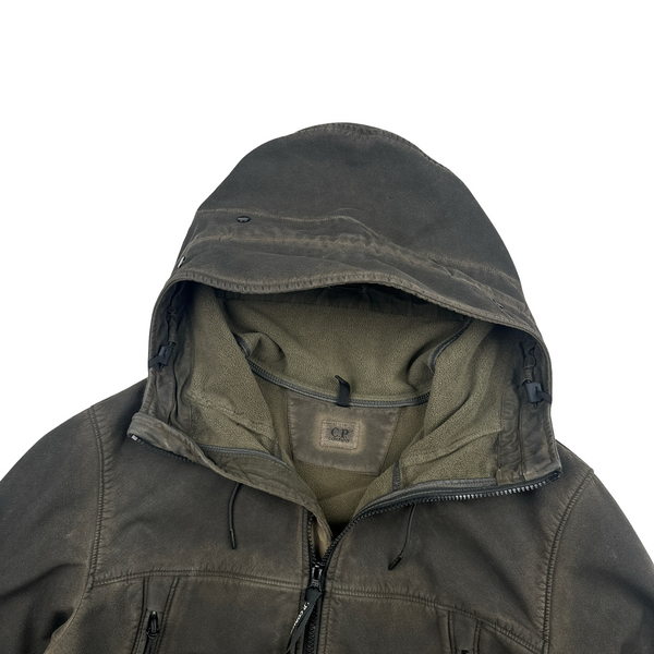 CP Company Brown Re Colour Goggle Soft Shell Jacket - Medium