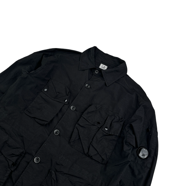 CP Company Black Buttoned Cotton Cargo Overshirt - Small