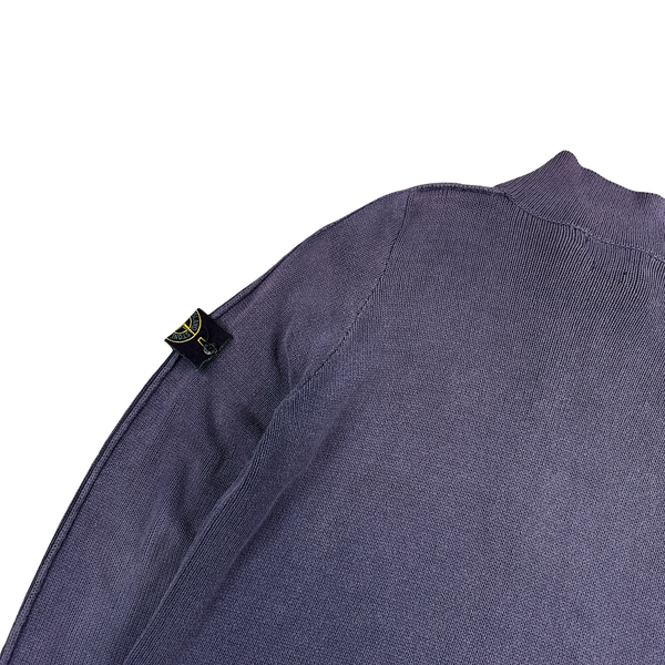 Stone Island 2001 Purple Knitted Vintage Zipped Jumper - Large