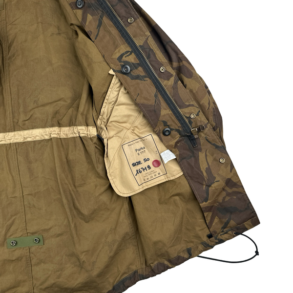 Ten C Lightweight Brown Camo Long Hooded Parka Jacket - Large