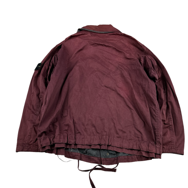 Stone Island 1990s Vintage Burgundy Raso Gommato Jacket - XL