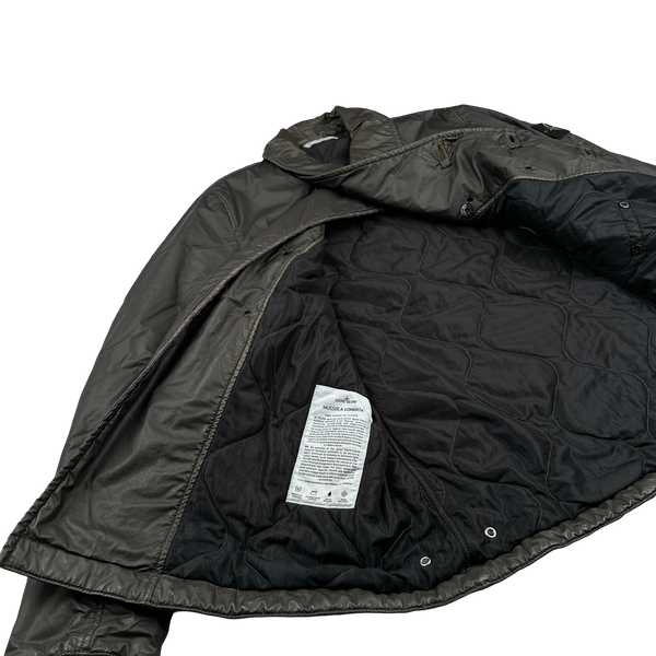 Stone Island 2012 Brown Mussola Gommata Double Breasted Jacket - Large