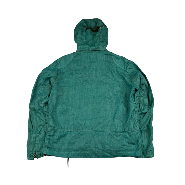 CP Company Teal Green Lino Flax Goggle Watch Finder Jacket - XL