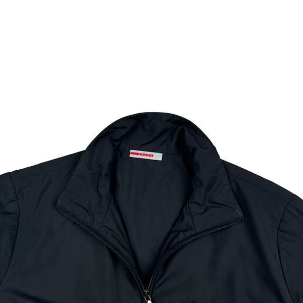 Prada Black Red Tab Soft Shell Quilted Jacket - Medium