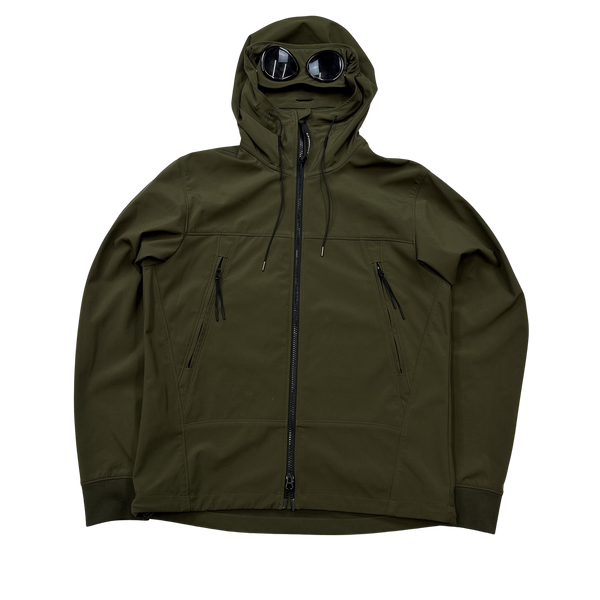 CP Company Green Khaki Soft Shell Goggle Jacket - Medium